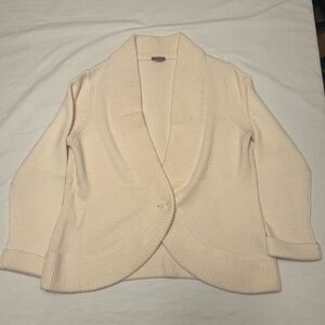 Ann Taylor Ivory Shawl Collar Knit Cardigan Sweater Size XL